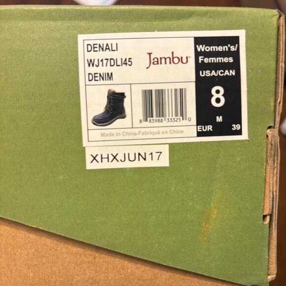 Jambu Denali Waterproof Boots 8 Blue NWT Faux Fur Ankle Booties Snow Winter Lace - Picture 4 of 8